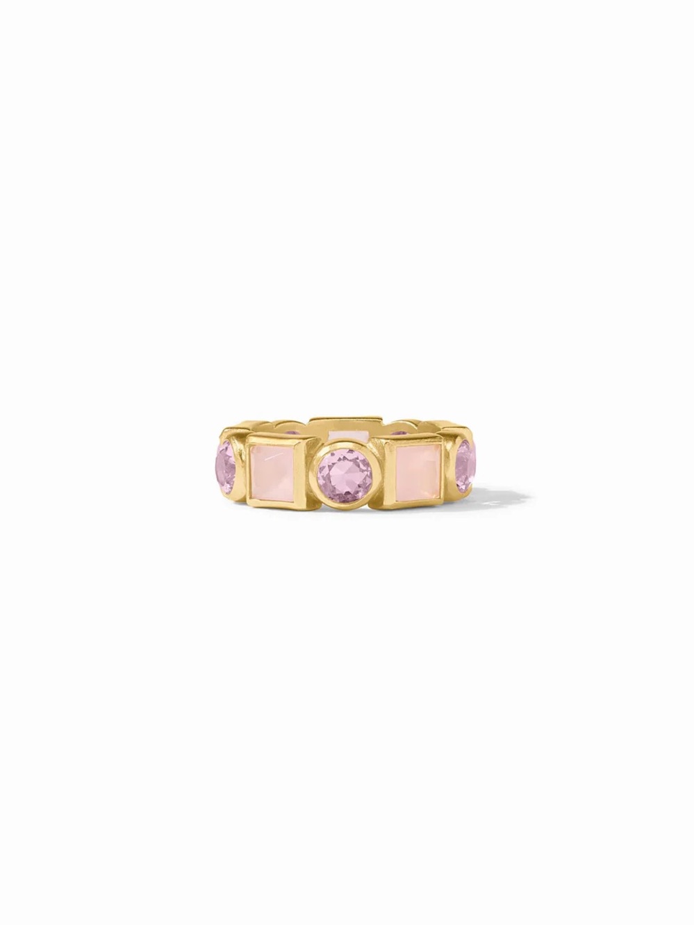 Gold Ring with Pink Gemstone Accents